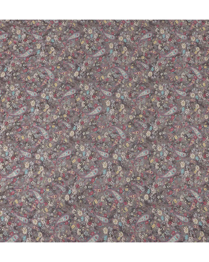 Dusty Mauve Grey Printed Viscose Crepe Fabric 110cm