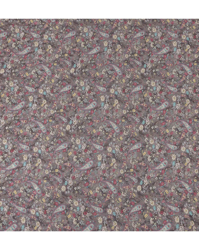 Dusty Mauve Grey Printed Viscose Crepe Fabric 110cm