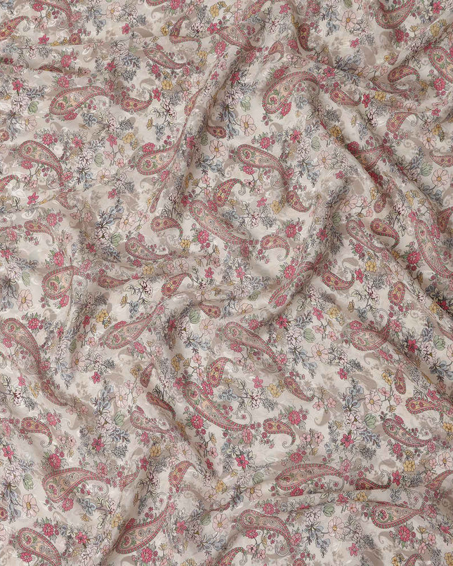 Warm Sand Beige Printed Viscose Crepe Fabric 110cm