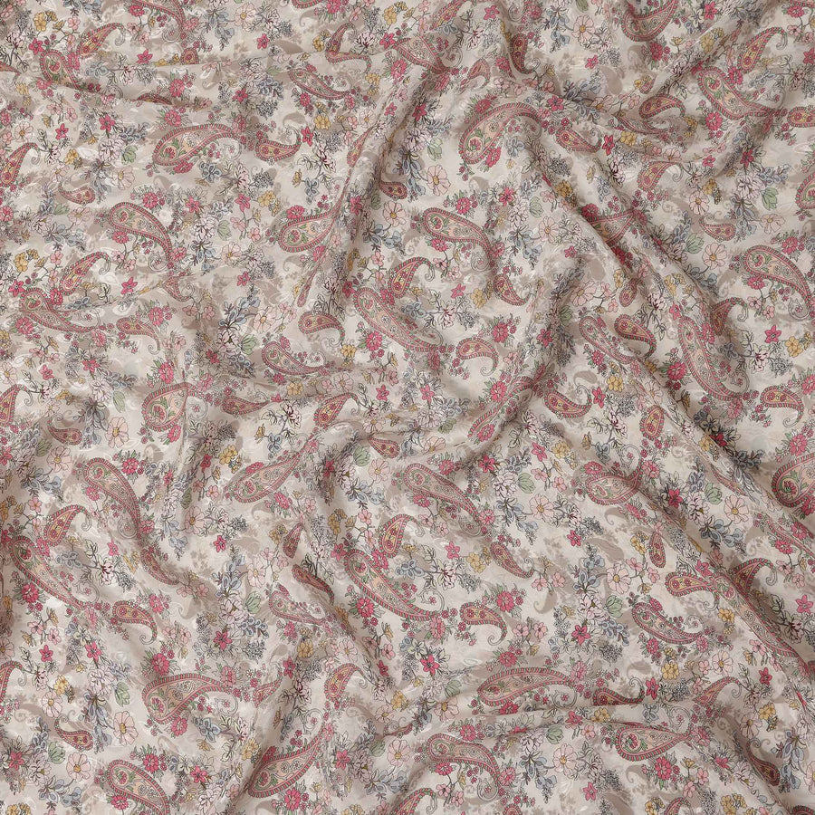 Warm Sand Beige Printed Viscose Crepe Fabric 110cm