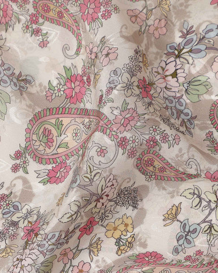 Warm Sand Beige Printed Viscose Crepe Fabric 110cm