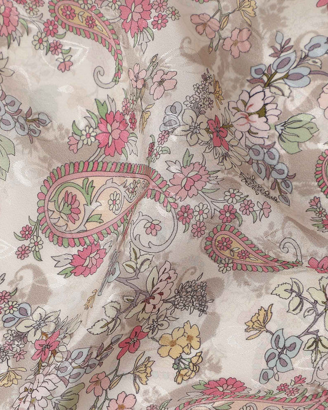 Warm Sand Beige Printed Viscose Crepe Fabric 110cm