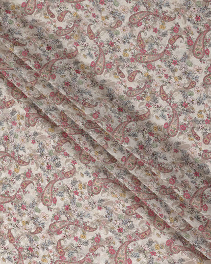 Warm Sand Beige Printed Viscose Crepe Fabric 110cm