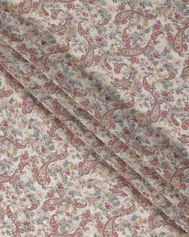 Warm Sand Beige Printed Viscose Crepe Fabric 110cm