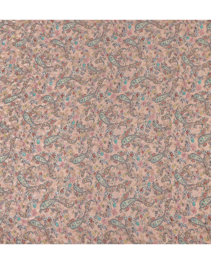 Salmon Peach Pink Printed Viscose Crepe Fabric 110cm