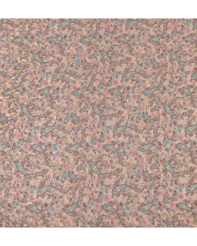 Salmon Peach Pink Printed Viscose Crepe Fabric 110cm