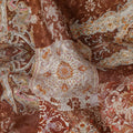 Rust Terracotta Brown Printed Viscose Crepe Fabric 110cm