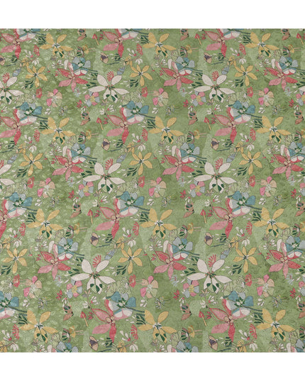 Sage Green Printed Viscose Crepe Fabric 110cm
