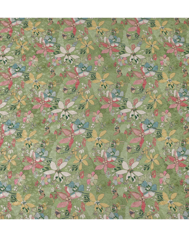 Sage Green Printed Viscose Crepe Fabric 110cm