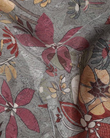 Slate Grey Printed Viscose Crepe Fabric 110cm