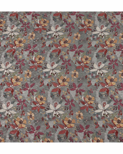 Slate Grey Printed Viscose Crepe Fabric 110cm