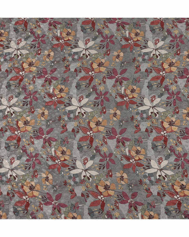 Slate Grey Printed Viscose Crepe Fabric 110cm