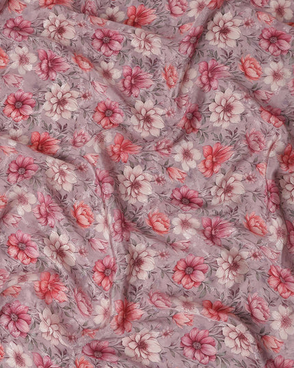 Dusty Mauve Viscose Crepe Digital Printed Fabric 110cm | Reg