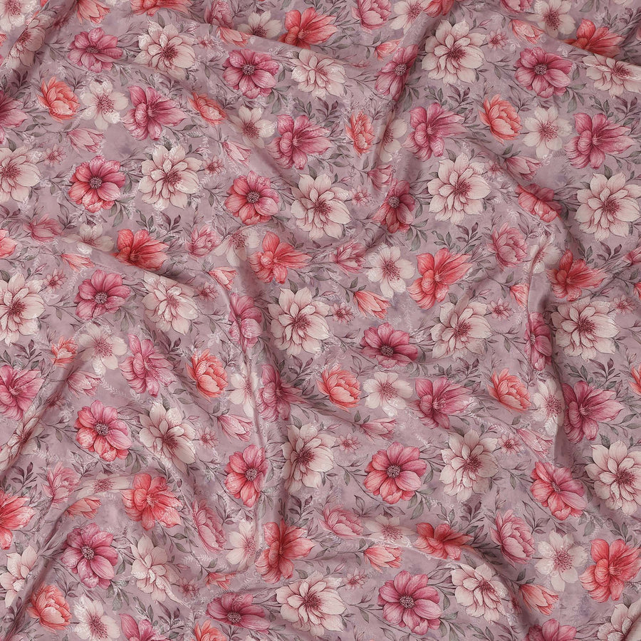 Dusty Mauve Viscose Crepe Digital Printed Fabric 110cm | Reg