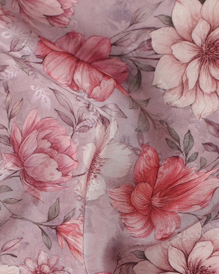 Dusty Mauve Viscose Crepe Digital Printed Fabric 110cm | Reg