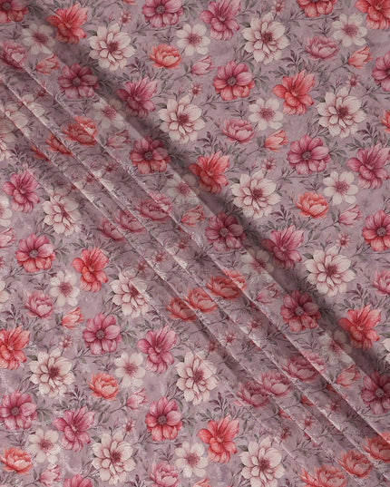Dusty Mauve Viscose Crepe Digital Printed Fabric 110cm | Reg