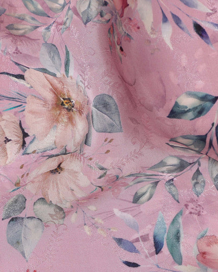 Dusty Rose Viscose Crepe Digital Printed Fabric 110cm | Rega