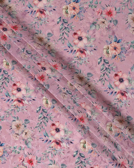 Dusty Rose Viscose Crepe Digital Printed Fabric 110cm | Rega