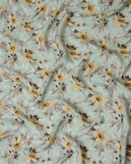 Sage Mint Viscose Crepe Digital Printed Fabric 110cm | Regal