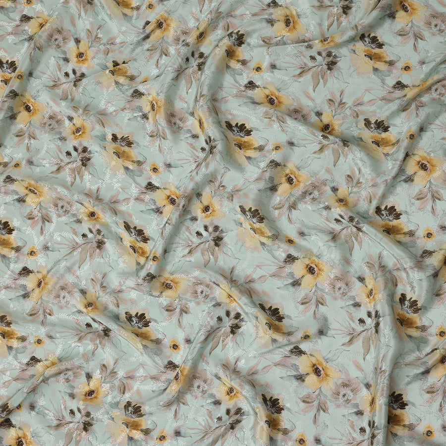 Sage Mint Viscose Crepe Digital Printed Fabric 110cm | Regal