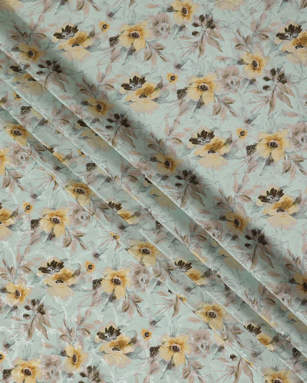 Sage Mint Viscose Crepe Digital Printed Fabric 110cm | Regal