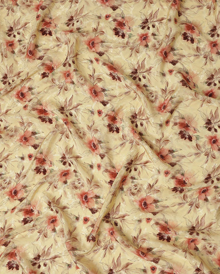 Golden Yellow Viscose Crepe Digital Printed Fabric 110cm | R