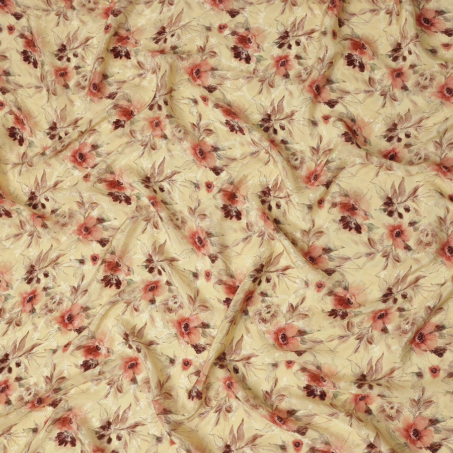 Golden Yellow Viscose Crepe Digital Printed Fabric 110cm | R