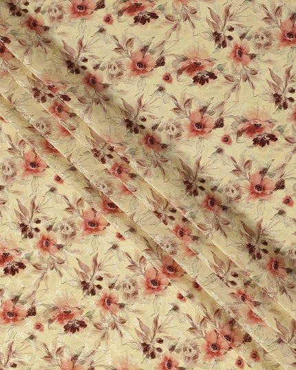 Golden Yellow Viscose Crepe Digital Printed Fabric 110cm | R