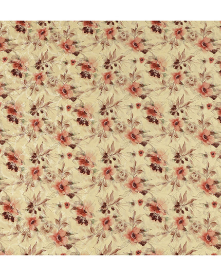 Golden Yellow Viscose Crepe Digital Printed Fabric 110cm | R