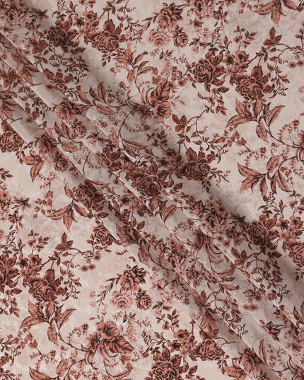 Blush Pink Viscose Crepe Digital Printed Fabric 110cm | Rega