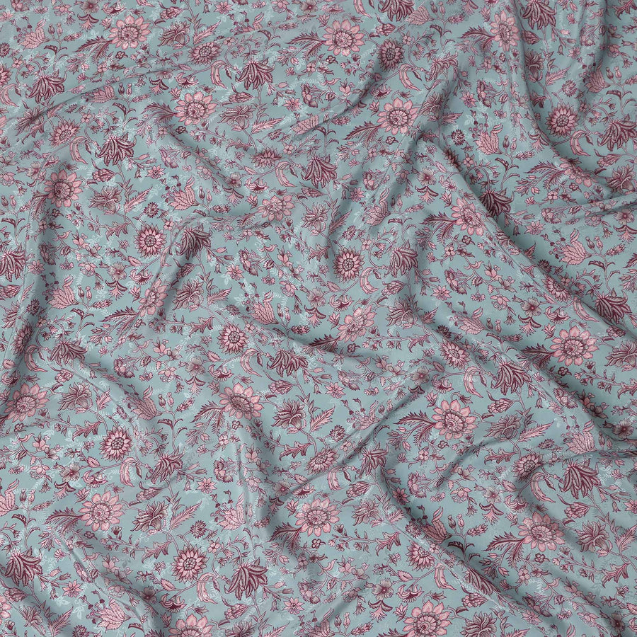 Sage Teal Viscose Crepe Digital Printed Fabric 110cm | Regal