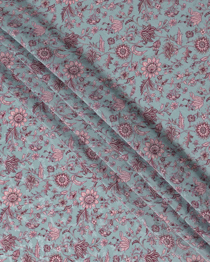 Sage Teal Viscose Crepe Digital Printed Fabric 110cm | Regal
