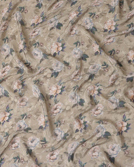 Taupe Blush Viscose Crepe Digital Printed Fabric 110cm | Reg
