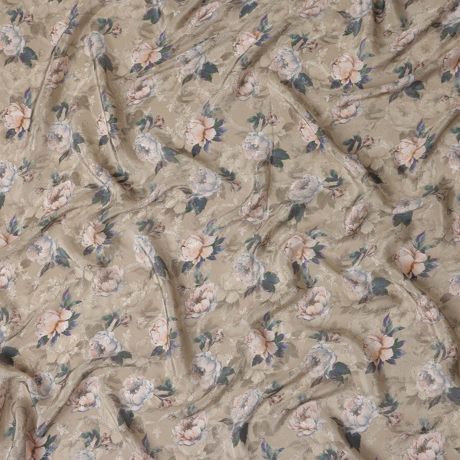 Taupe Blush Viscose Crepe Digital Printed Fabric 110cm | Reg