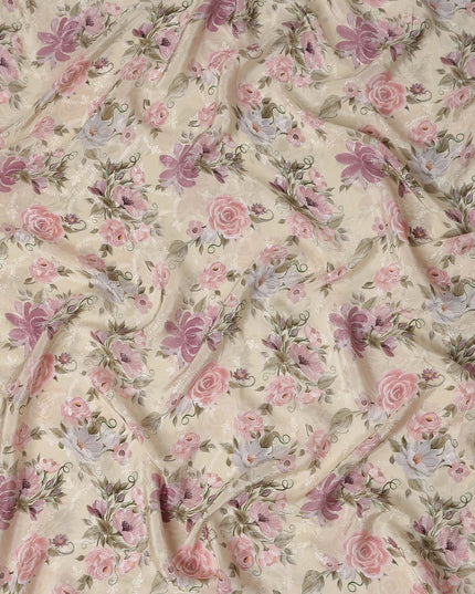 Blush Pink Viscose Crepe Digital Printed Fabric 110cm | Rega