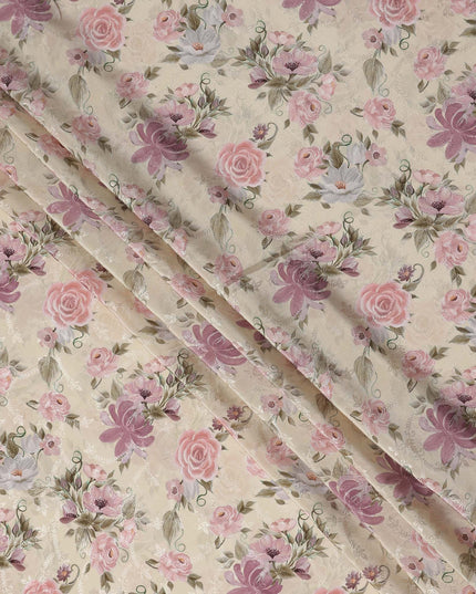 Blush Pink Viscose Crepe Digital Printed Fabric 110cm | Rega