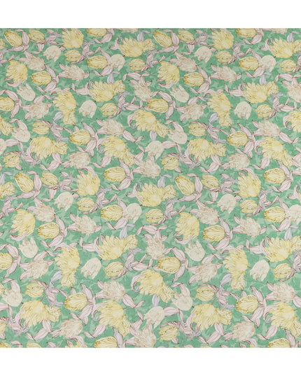 Mint Green Floral Viscose Fabric by the Meter