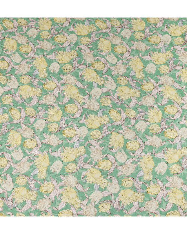 Mint Green Floral Viscose Fabric by the Meter