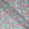 Turquoise Blue Floral Viscose Fabric by the Meter