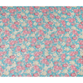Turquoise Blue Floral Viscose Fabric by the Meter
