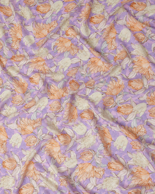 Lilac Purple Floral Viscose Fabric by the Meter