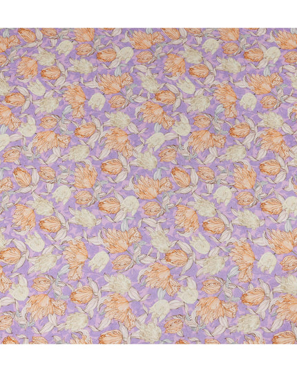 Lilac Purple Floral Viscose Fabric by the Meter
