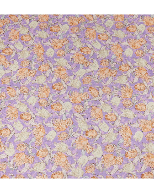 Lilac Purple Floral Viscose Fabric by the Meter