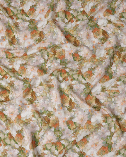 Blush Peach Floral Viscose Fabric | By Meter