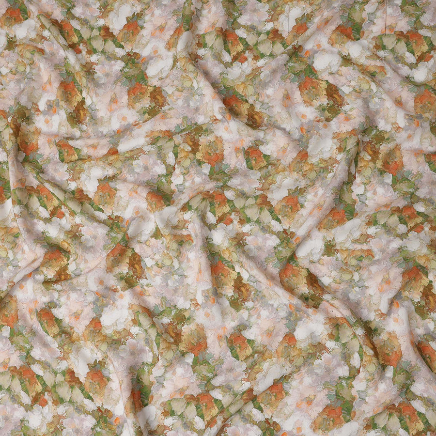 Blush Peach Floral Viscose Fabric | By Meter