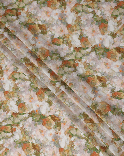 Blush Peach Floral Viscose Fabric | By Meter