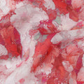 Coral Red Abstract Viscose Fabric by the Meter