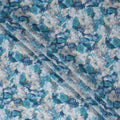 Turquoise Blue Abstract Viscose Fabric | By Meter