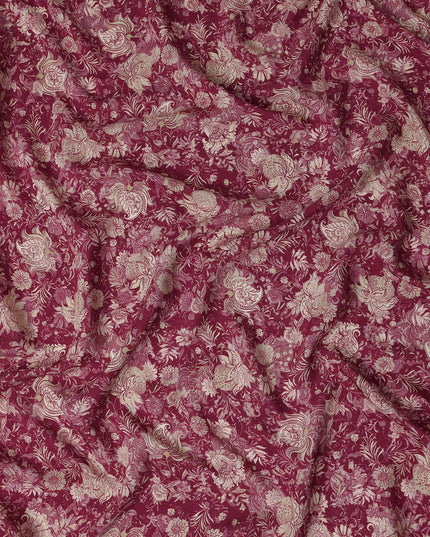 Magenta Pink Floral Viscose Fabric by the Meter