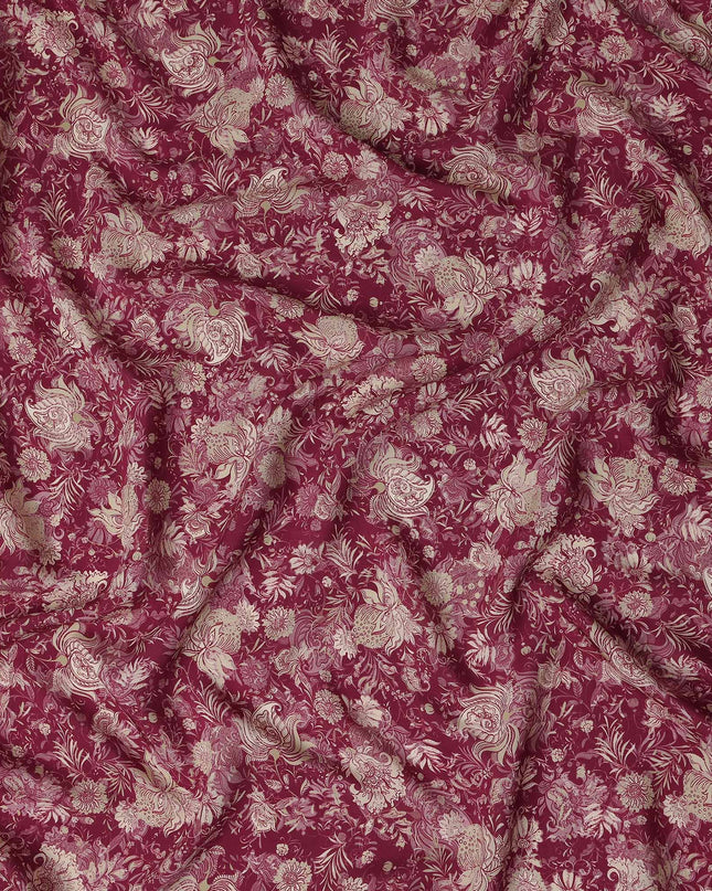 Magenta Pink Floral Viscose Fabric by the Meter